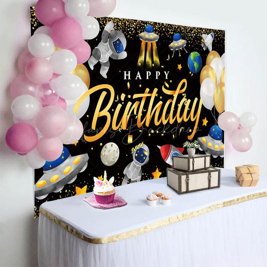 Lofaris Cartoon Starry Sky Balloons Happy Birthday Backdrop
