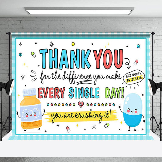 Lofaris Cartoon Thank You For All Make Everyday Backdrop