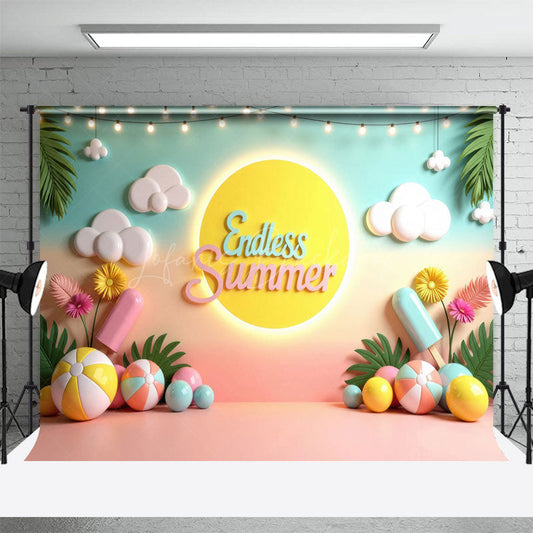 Lofaris Cartoon Theme Endless Summer Cake Smash Photo Backdrop