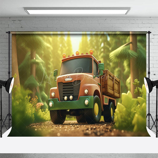 Lofaris Cartoon Truck Forest Jungle Spring Photo Backdrop