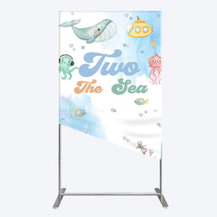 Lofaris Cartoon Two The Sea Fresh Birthday Rectangle Backdrop