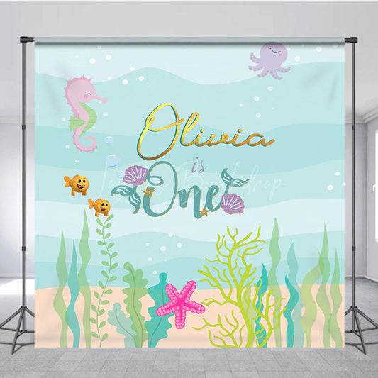 Lofaris Cartoon Under The Sea Mermaid Birthday Backdrop