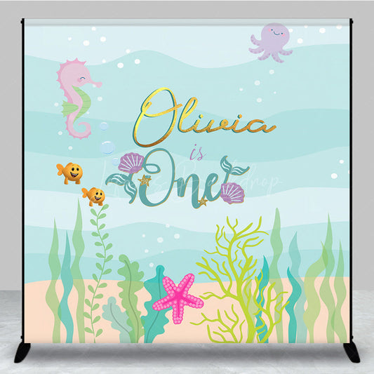 Lofaris Cartoon Under The Sea Mermaid Birthday Backdrop
