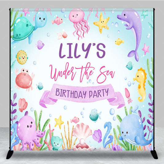 Lofaris Cartoon Under The Sea Summer Custom Birthday Backdrop