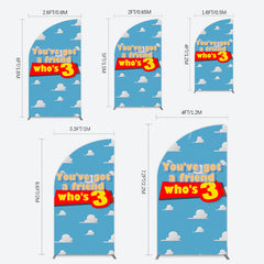 Lofaris Cartoon Who Is 3 Clouds Happy Birthday Half Moon Arch Backdrop