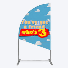 Lofaris Cartoon Who Is 3 Clouds Happy Birthday Half Moon Arch Backdrop