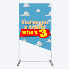 Lofaris Cartoon Who Is 3 Clouds Happy Birthday Rectangle Backdrop