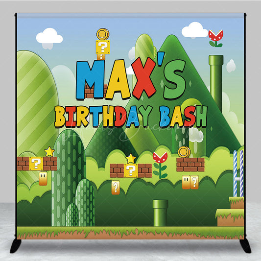 Lofaris Cartoon Words Green Scene Custom Birthday Backdrop