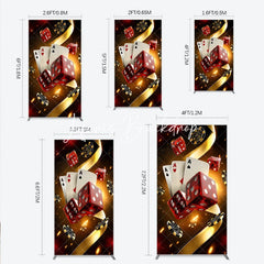 Lofaris Casino Night Poker Theme Rectangle Arch Backdrop Red Dice and Aces Playing Cards Las Vegas Celebration Decor