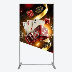 Lofaris Casino Night Poker Theme Rectangle Arch Backdrop Red Dice and Aces Playing Cards Las Vegas Celebration Decor