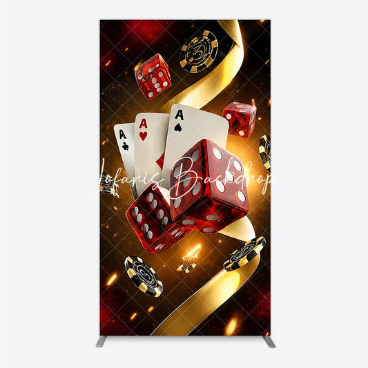 Lofaris Casino Night Poker Theme Rectangle Arch Backdrop Red Dice and Aces Playing Cards Las Vegas Celebration Decor