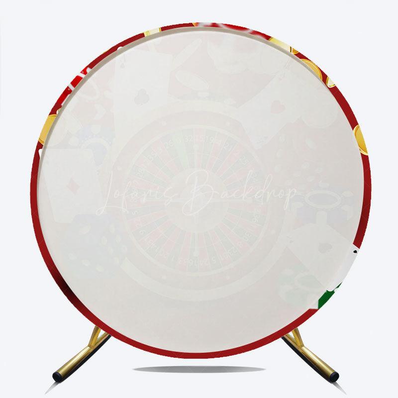 Lofaris Casino Night Round Backdrop for Birthday Party Las Vegas Poker and Roulette Theme Adult Game Decor