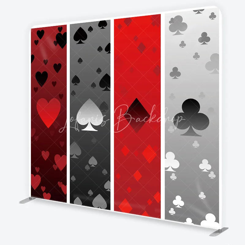 Lofaris Casino Poker Card Suits Tension Fabric Backdrop Las Vegas Night Theme Photography Background Alice Party Decor