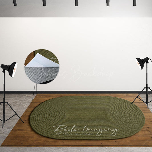 Lofaris Celadon Oval Rug Wood Fabric Floor Backdrop For Photo