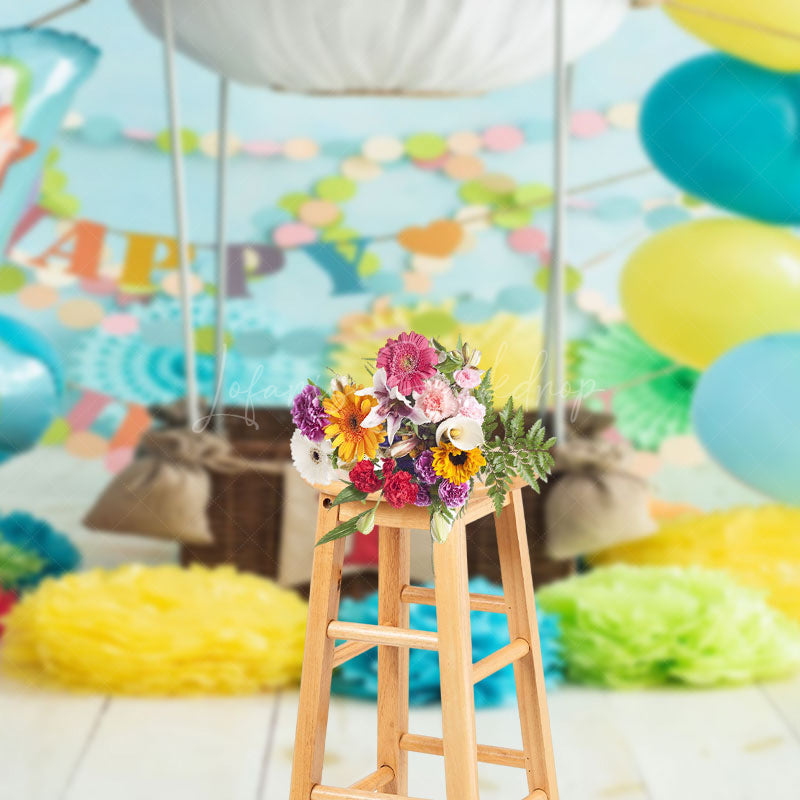 Lofaris Celebrating Balloons Birthday Cake Smash Backdrop
