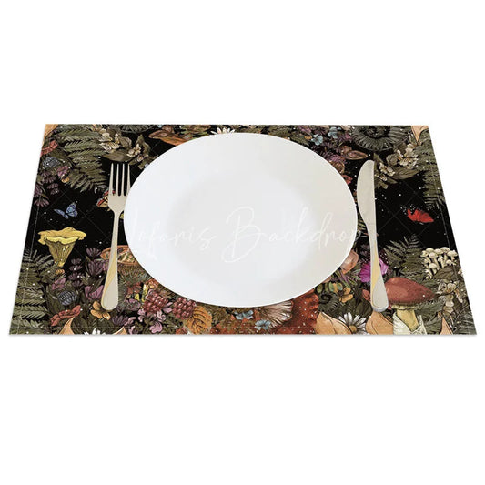 Lofaris Celestial Moon Sleeping Among Flowers Set of 4 Placemats for Whimsical and Dreamy Boho Kitchen Decor