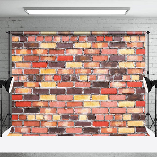 Lofaris Cement Brick Wall Warm Color Tone Photo Backdrop
