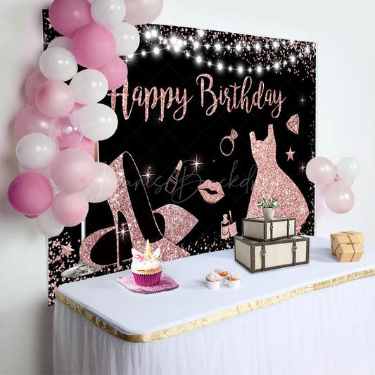 Lofaris Ceremonial Dress Rose Gold Happy Birthday Backdrop