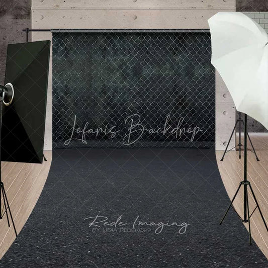 Lofaris Chain Link Fence Street Sweep Photography Backdrop Urban Grunge Wire Mesh Asphalt Floor Photo Prop