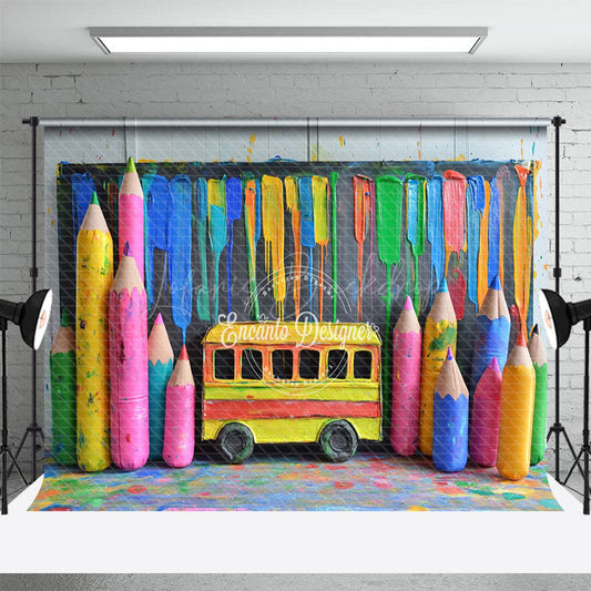 Lofaris Chalkboard Colorful Pens Back To School Studio Backdrop