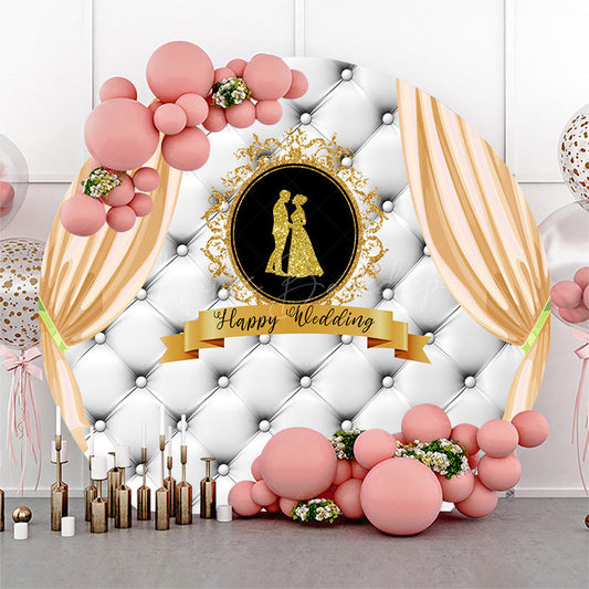 Lofaris Champagne Gold Curtain Photo Round Wedding Backdrop