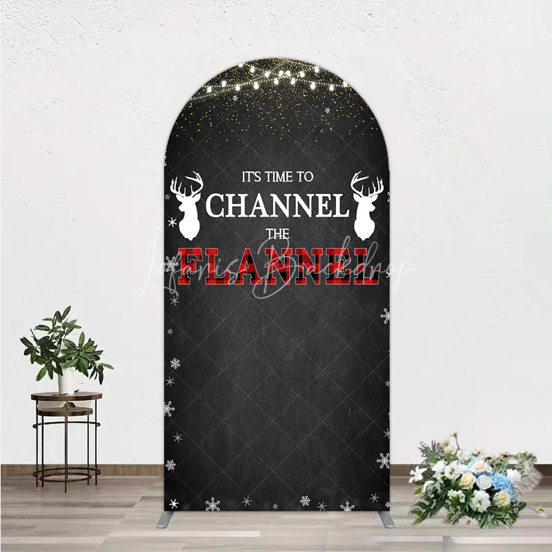 Lofaris Channel The Flannel Arch Backdrop Lumberjack Winter Baby Shower Plaid Deer