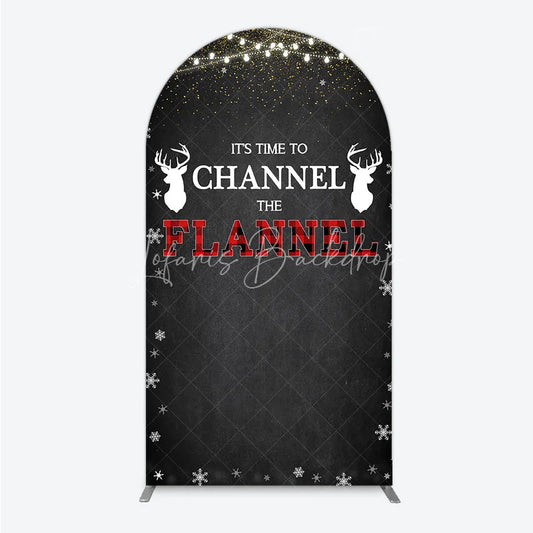 Lofaris Channel The Flannel Arch Backdrop Lumberjack Winter Baby Shower Plaid Deer