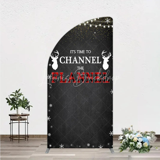 Lofaris Channel The Flannel Half Moon Arch Backdrop Lumberjack Winter Baby Shower Plaid Deer
