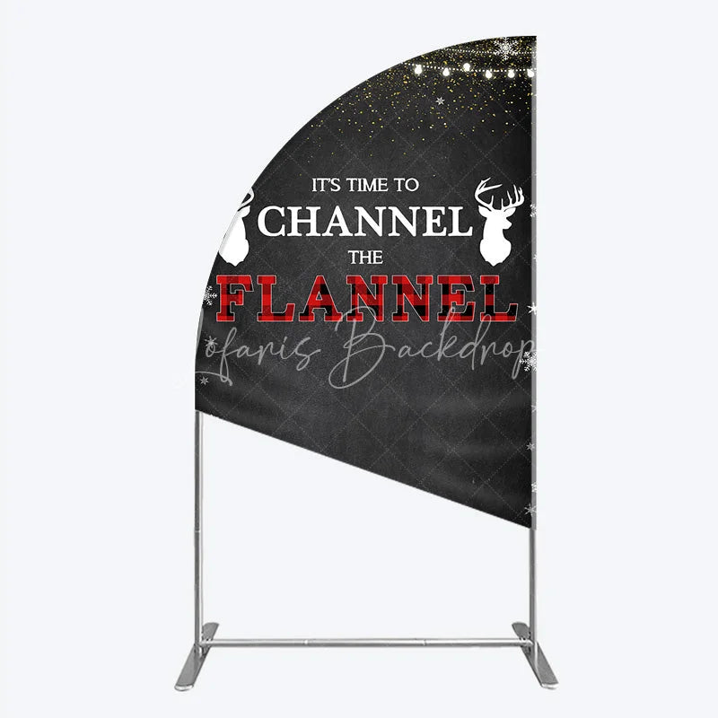 Lofaris Channel The Flannel Half Moon Arch Backdrop Lumberjack Winter Baby Shower Plaid Deer