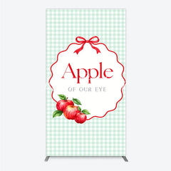 Lofaris Charming Light Green Gingham Apple of Our Eye Rectangle Arch Backdrop Sweet Baby Shower or First Birthday Party Decor