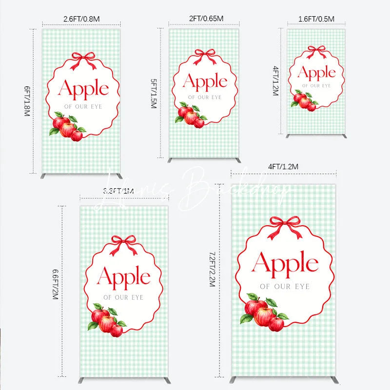Lofaris Charming Light Green Gingham Apple of Our Eye Rectangle Arch Backdrop Sweet Baby Shower or First Birthday Party Decor