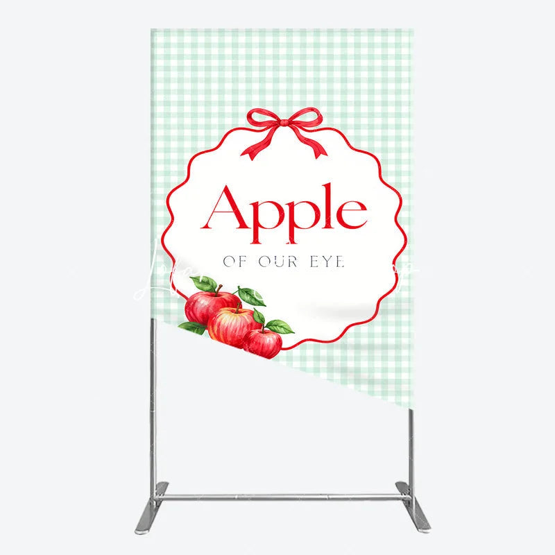 Lofaris Charming Light Green Gingham Apple of Our Eye Rectangle Arch Backdrop Sweet Baby Shower or First Birthday Party Decor