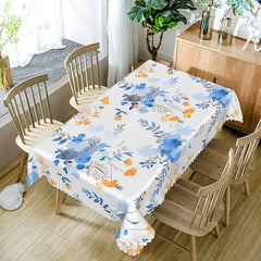 Lofaris Cheerful Blue and Yellow Floral Tablecloth for Spring Summer or French Country Kitchen Decor