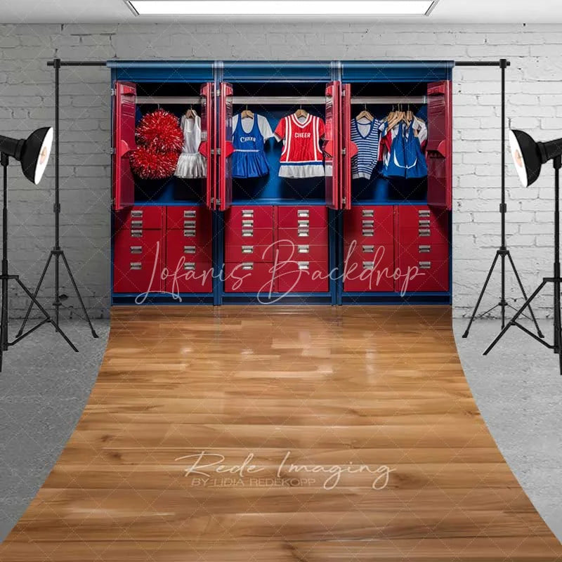Lofaris Cheerleader Locker Room Sweep Photography Backdrop School Spirit Uniform Dressing Photo Prop
