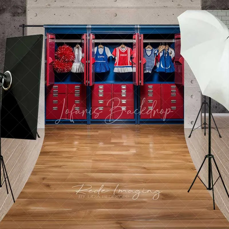 Lofaris Cheerleader Locker Room Sweep Photography Backdrop School Spirit Uniform Dressing Photo Prop