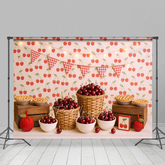 Lofaris Cherry Pie Sweet Light And Flags Cake Smash Backdrop