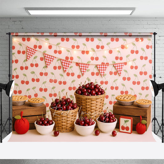 Lofaris Cherry Pie Sweet Light And Flags Cake Smash Backdrop