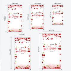 Lofaris Cherry Theme Rectangle Backdrop Pink Watercolor Fruit Red Bows Background She Is The On Top Baby Shower Cover