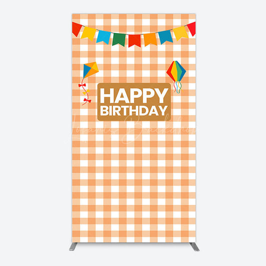 Lofaris Chessboard Pattern Kite Happy Birthday Rectangle Backdrop