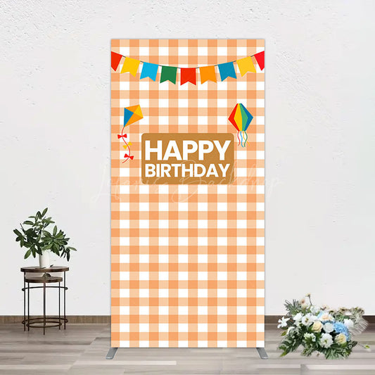 Lofaris Chessboard Pattern Kite Happy Birthday Rectangle Backdrop