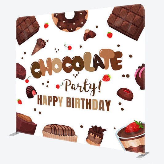 Lofaris Chocolate Dessert Birthday Square Tension Backdrop