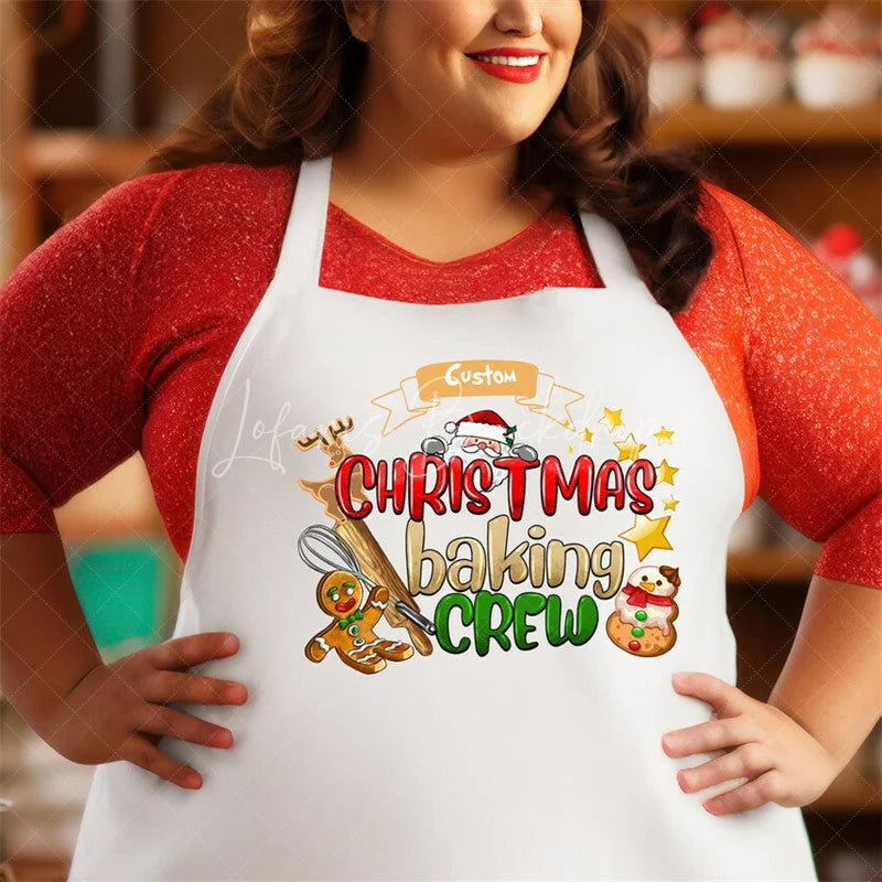 Lofaris Christmas Baking Crew Apron Personalized Name Family Kitchen Wear Matching Outfit for Cookie Making Party