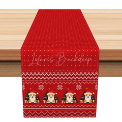 Lofaris Christmas Corgi Fair Isle Table Runner ’Ugly Sweater’ Style with Santa Hat Red Holiday Decor