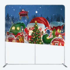 Lofaris Christmas Dreamy Red House Tension Fabric Backdrop