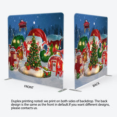 Lofaris Christmas Dreamy Red House Tension Fabric Backdrop