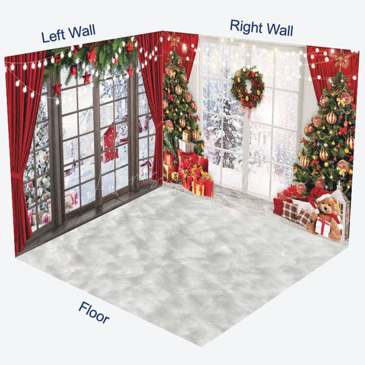 Lofaris Christmas Festive Window Scenery Room Set Backdrop