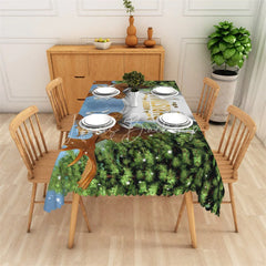 Lofaris Christmas Garland Rectangle Tablecloth Red with Pine and Berries Elegant Holiday Table Cover