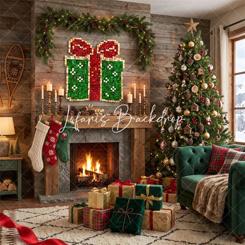 Lofaris Christmas Gift Box Shimmer Wall Backdrop Holiday Party Photo Decoration