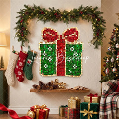 Lofaris Christmas Gift Box Shimmer Wall Backdrop Holiday Party Photo Decoration