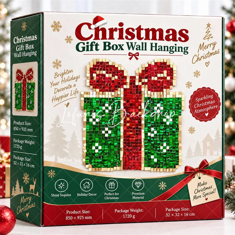 Lofaris Christmas Gift Box Shimmer Wall Backdrop Holiday Party Photo Decoration